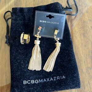 BCBGMAXAZRIA Gold Tassel Earrings and Ring Set